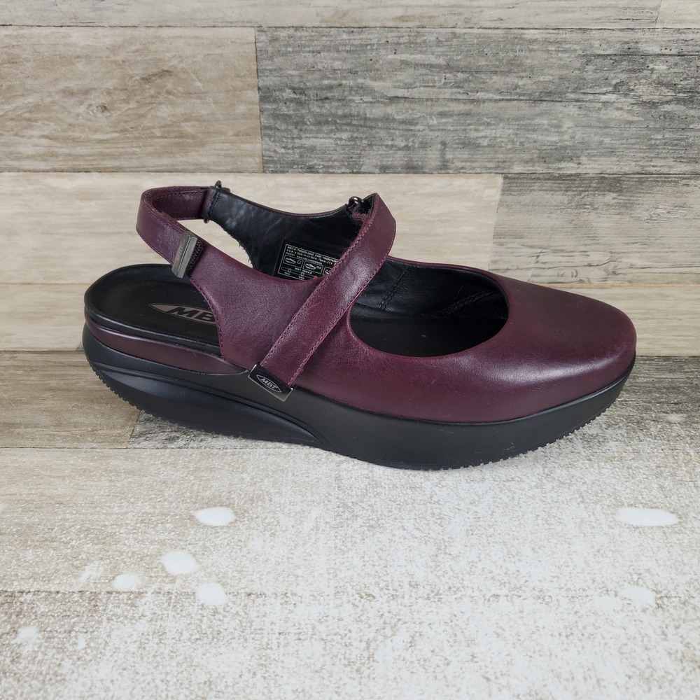 MBT Womens Mary Jane Flats Sz 10 - 10.5 Purple Platform Slingback Hook & Loop
